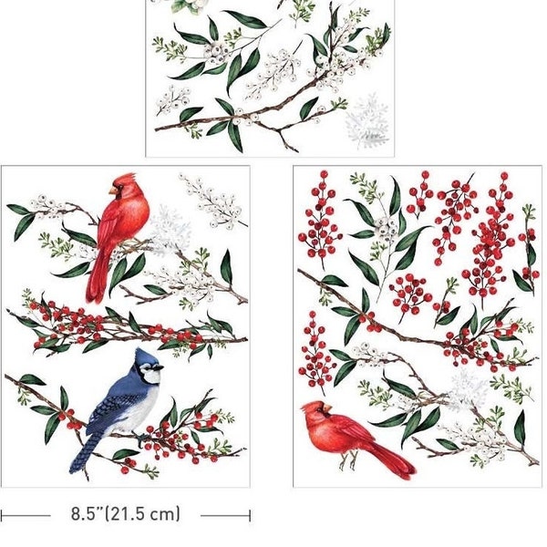 Christmas Rub on Transfers WINTERBERRY | Redesign with Prima Decor Transfers | Furniture Decals