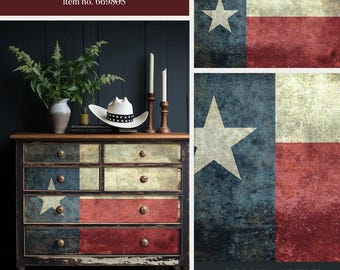 Large Decoupage Paper for Furniture TEXAS FLAG | Redesign with Prima Papers | Patriotic Embellishments