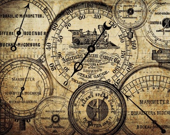 Decoupage Tissue Paper GRUNGE METERS | Roycycled Treasures Decoupage Paper | Industrial Cogs Gears