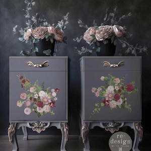 Rub on Transfers for Furniture VERY PURPLE || Redesign with Prima Middy Size || 3 Sheets || Floral Flowers Decals