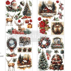 New! Christmas Rub on Transfers for Furniture Crafts YULETIDE NOSTALGIA | Redesign with Prima Furniture Decals | Santa Deer | + BONUS Sheet!