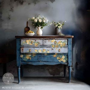 Furniture Transfers BOUQUET De PROVENCE || Redesign with Prima Decals for Decor || Yellow Cabbage Roses || 3 Sheets