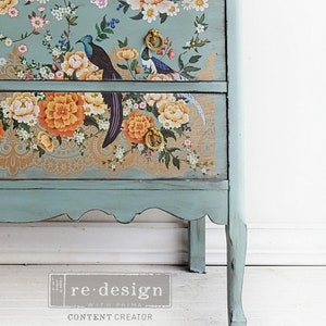 New! Decals for Furniture, Cece Restyled Transfer, PHEASANTS AND PEONIES, Redesign with Prima Decor Transfers, Birds