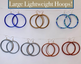 Large hoop Statement earrings upcycled plastic HOOP earrings lightweight dangle earrings