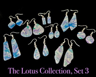 Delicate dangle earrings recycled Earrings Lotus Collection Set 3