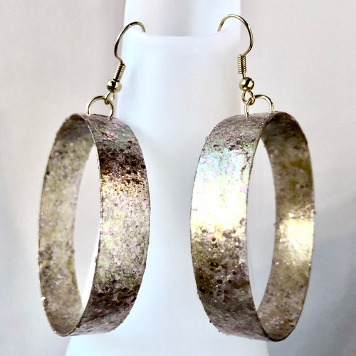 Large Gold and Rose gold hoop earrings made from recycled image 0