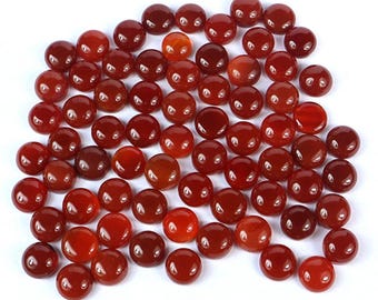Lote de cabujón redondo de cornalina roja: piedras preciosas sueltas naturales
