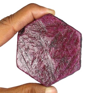 1311 Natural Red Ruby Rough Uncut Specimen, Earth mined Hexagon Gemstone for collectors