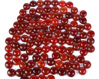 Lote calibrado de cabujón redondo de cornalina roja: piedras preciosas sueltas naturales, fabricación de joyas, cornalina sin tratar