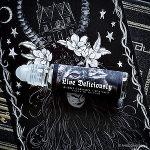 Goth Perfume Oil Live Deliciously Caramel Vanilla Popcorn Scent Vegan 10ml Roll On Indie Fragrances Gothic Witchy Horror Cozy Fall Autumn