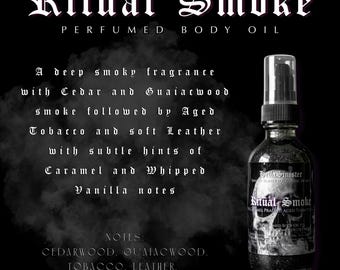 Perfumed Body Oil - Ritual Smoke - Leather, Tobacco, Caramel, Vanilla - Vegan Gothic Skincare