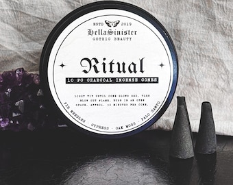 Charcoal Incense Cones - Fir, Cypress, Oak Moss, Palo Santo - Ritual - 1 Inch Top Flow