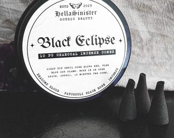 Charcoal Incense Cones - Dragons Blood, Patchouli, Rose, Incense - Black Eclipse - Top Flow