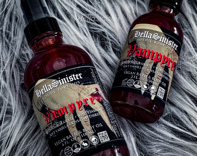 Perfumed Body Oils - Pomegranate, Jasmine, Vanilla - Vampyre - Vegan Gothic Skincare