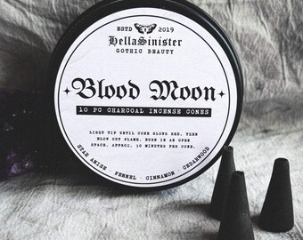 Charcoal Incense Cones - Cedarwood, Star Anise, Fennel, Cinnamon - Blood Moon - Top Flow