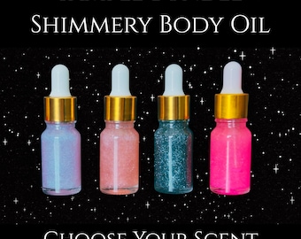 Goth Perfumed Body Oil - Sample Set - 10ml Bottles - Shimmery Vegan Moisturizer