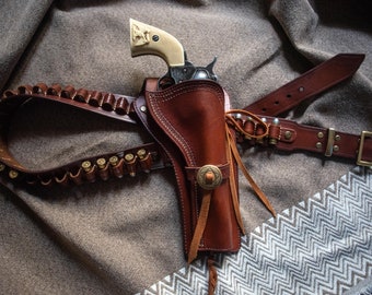 Handmade Leather Western Holster, Colt SAA 7.5" Peacemaker, Right Hand Draw