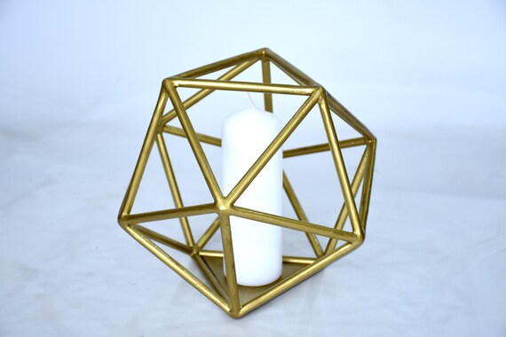 FKY Kerzenhalter Metall Gold geometrischer Stil
