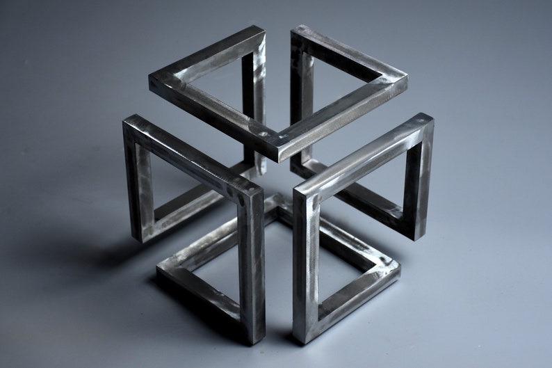 Steel Infinity Cube Geometric Metal Sculpture Etsy