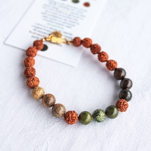 EARTH Mala Bracelet, Bronzite, Serpentine, Jasper, Rudraksha PENTAGRAM elements