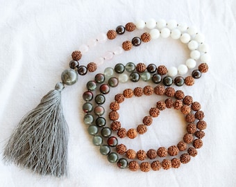 MOON CYCLE 108 Hand-Knotted Mala Bead Necklace. 10% Donation to end period inequality with every purchase.