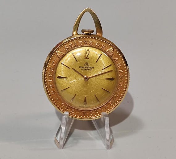Vintage Gold Bucherer Pocketwatch Bucherer Ladies Vintage Yellow Gold Plate Small Ornate  main image 4