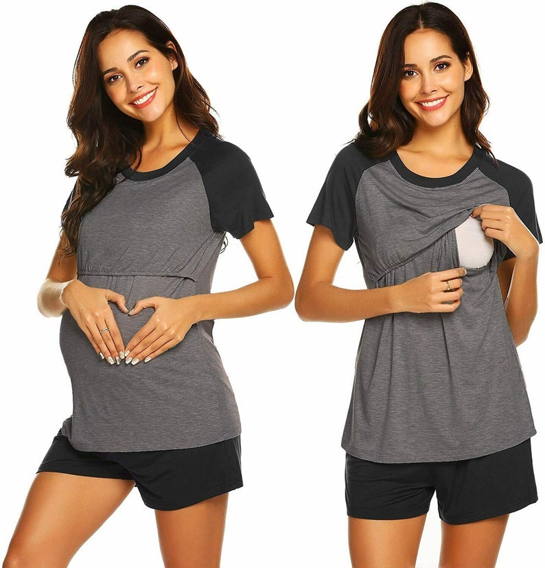 Maternity Breastfeeding Sleepwear for Nursing Pregnant Nightgown Maternity Clothing 2pcs/set 