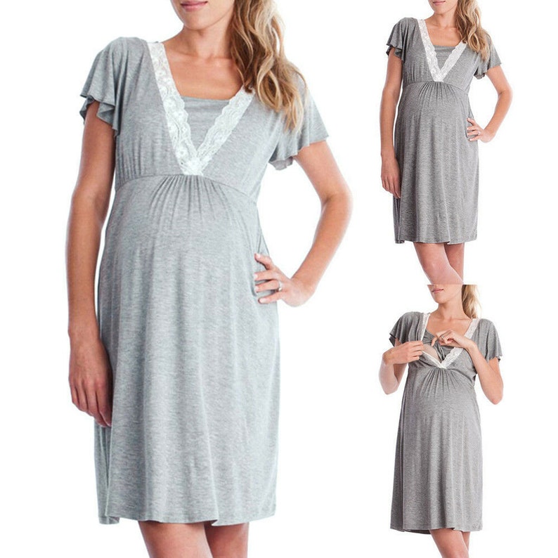 Hospital Nightgown Breastfeeding Sleepwear Women Maternity Etsy