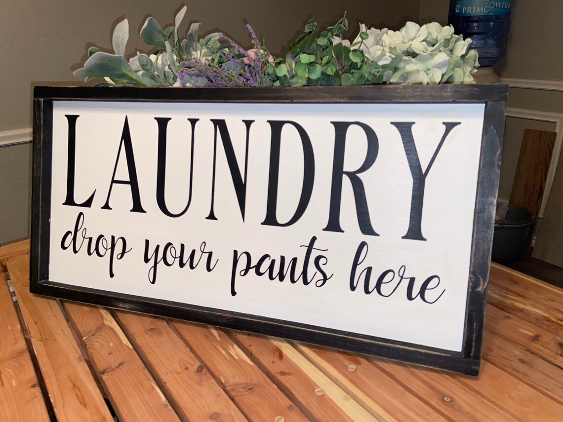 Lavandería estilo granja enmarcada cartel de madera | Etsy