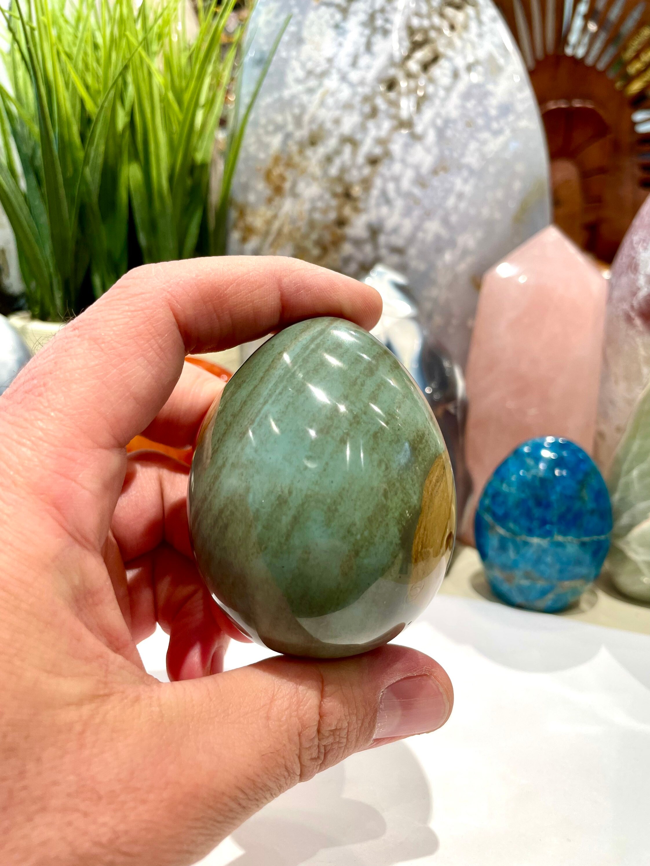 オーシャンジャスパー ポリクローム エッグ ポリクローム オーシャン ジャスパー クリスタル ロック ストーン 卵型
