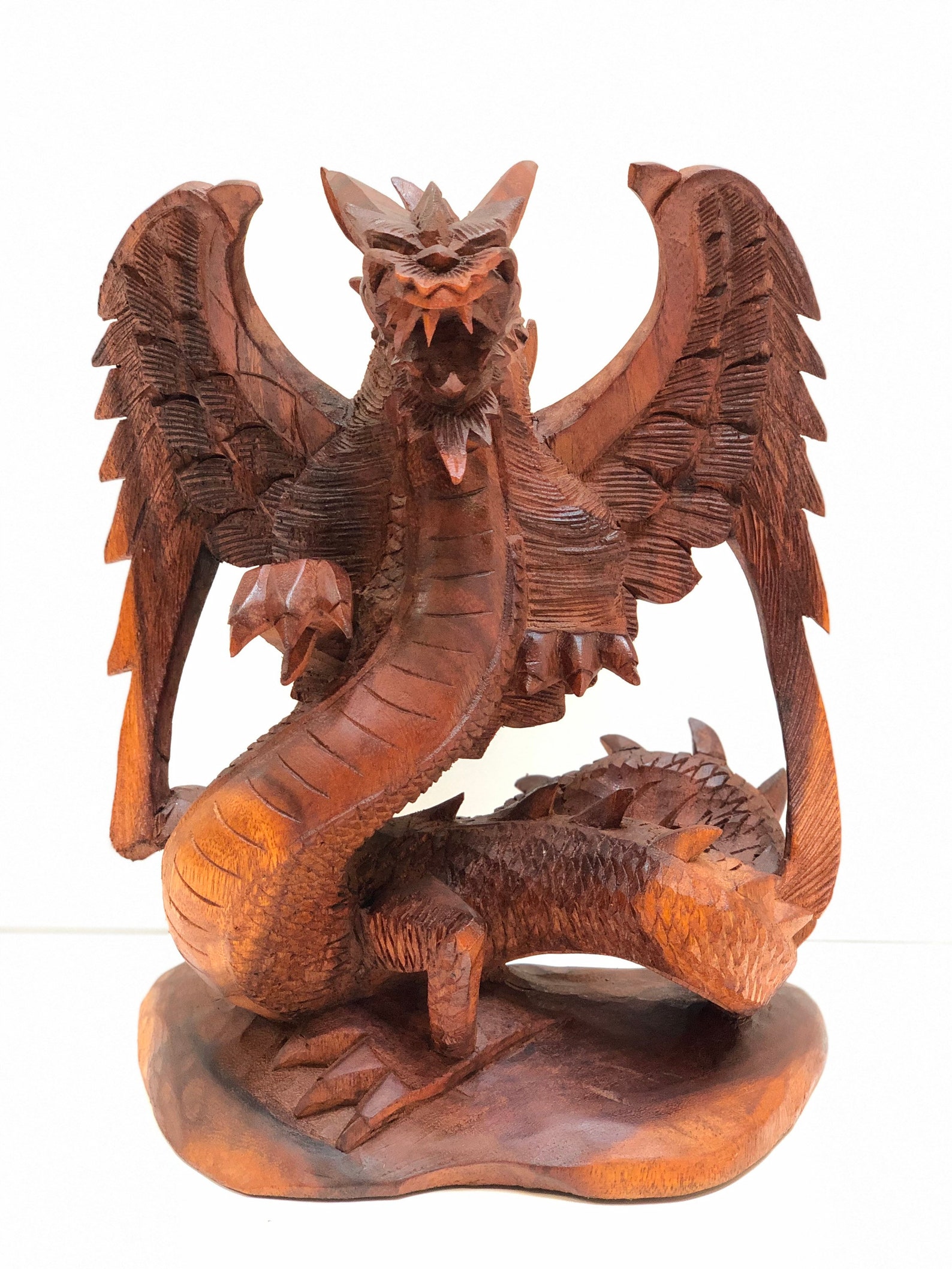 Dragón de madera pequeña estatua tallada a mano madera pesada | Etsy