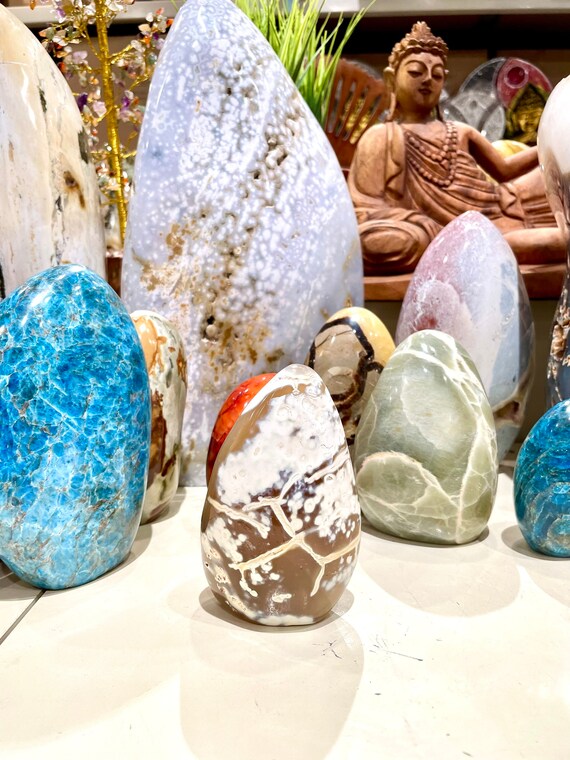 アートストーン3点セット　オカタオカ　OKATAOKA Brown Orca Agate Free Standing Crystal Yoga Reiki Meditation Decor