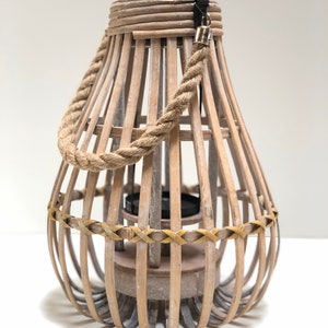 Patio Rattan Lantern Candle Holder Bamboo Hanging or Free Standing Patio Decor