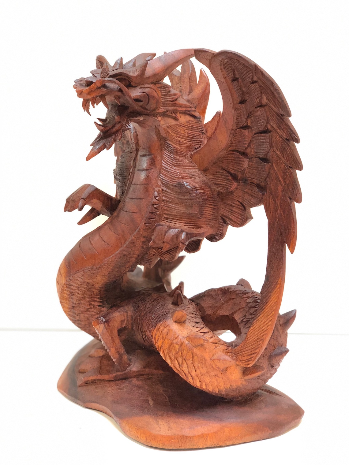 Dragón de madera pequeña estatua tallada a mano madera pesada | Etsy