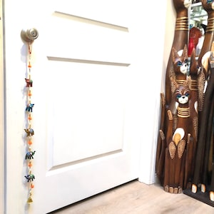 Elephant Statue Figurines Ornament String 5 Lucky Chime Door Wall Window Room Decoration With Bell
