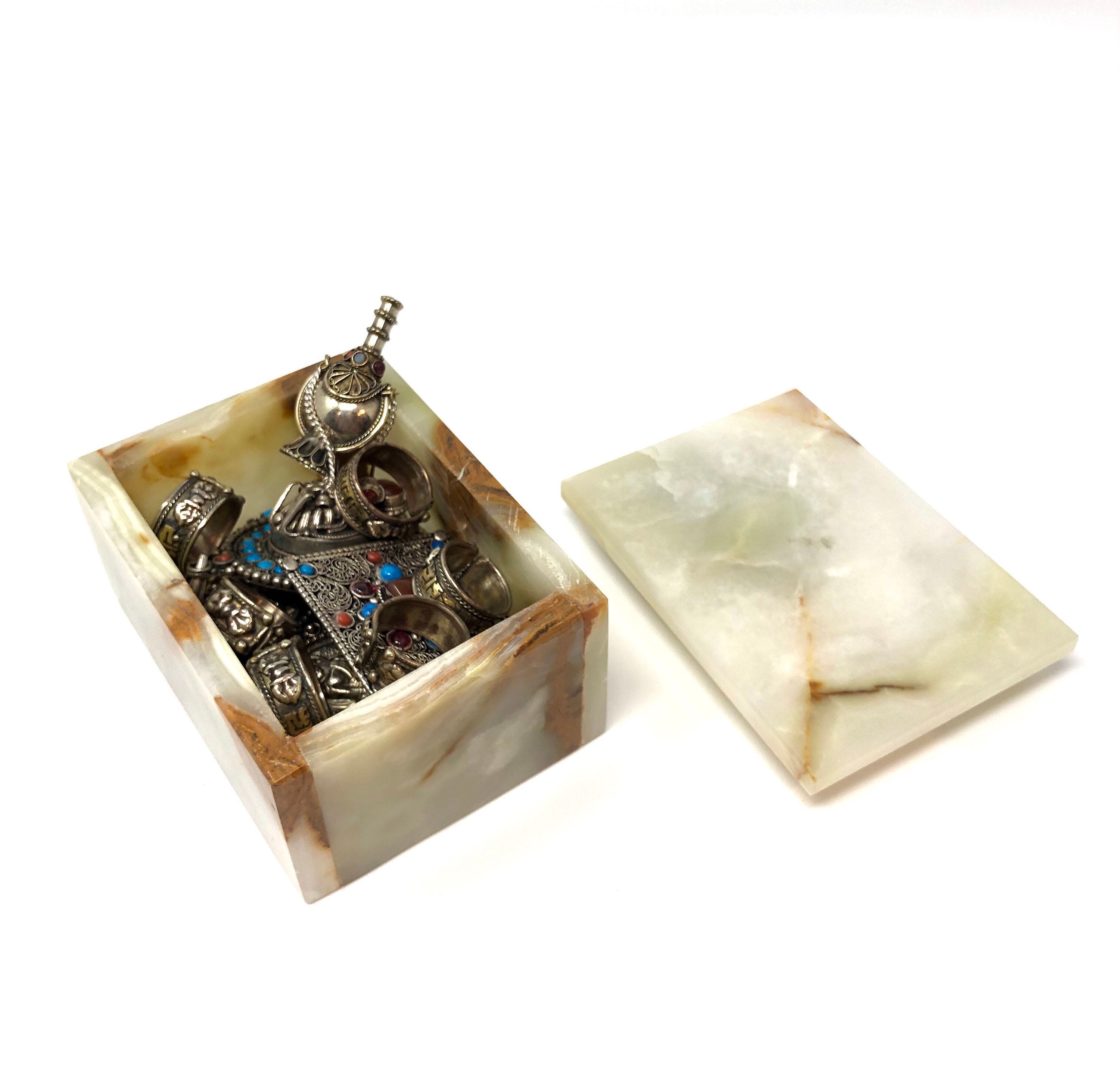 Onyx Stone Jewelry Rectangular Box With Cover Multifunctional Etsy