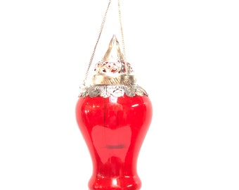 Lanterne suspendue en verre rouge de style marocain, bougeoir