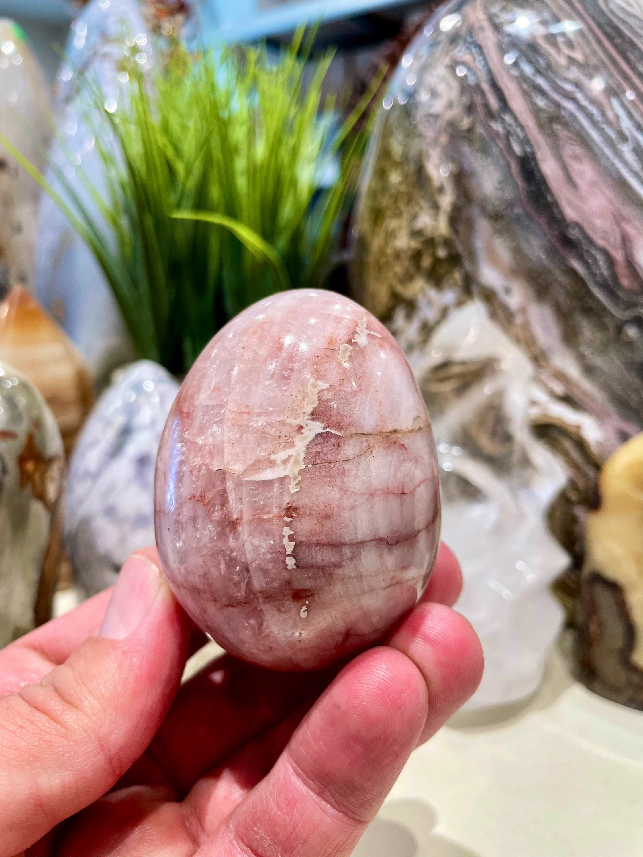 Pink Ocean Jasper Crystal Rock Stone Egg Shape Healing Crystals