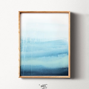 Blue Watercolor Wall Art Print, Indigo Wall Art, Navy Blue Wall Art, Printable Digital Download, Abstract Large Poster, Modern Minimalist