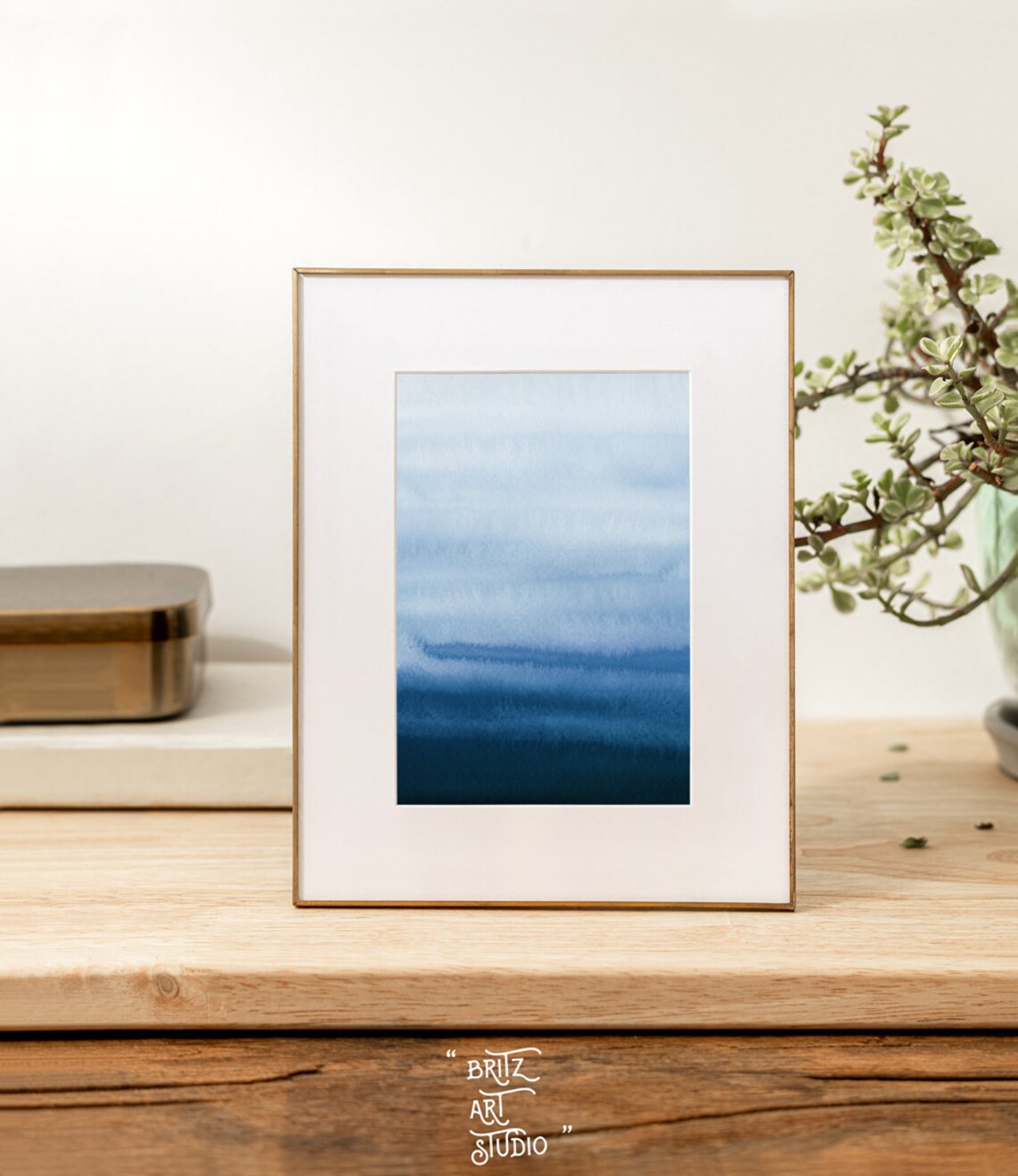 Blue Watercolor Wall Art Print Indigo Navy Blue Wall Art Etsy