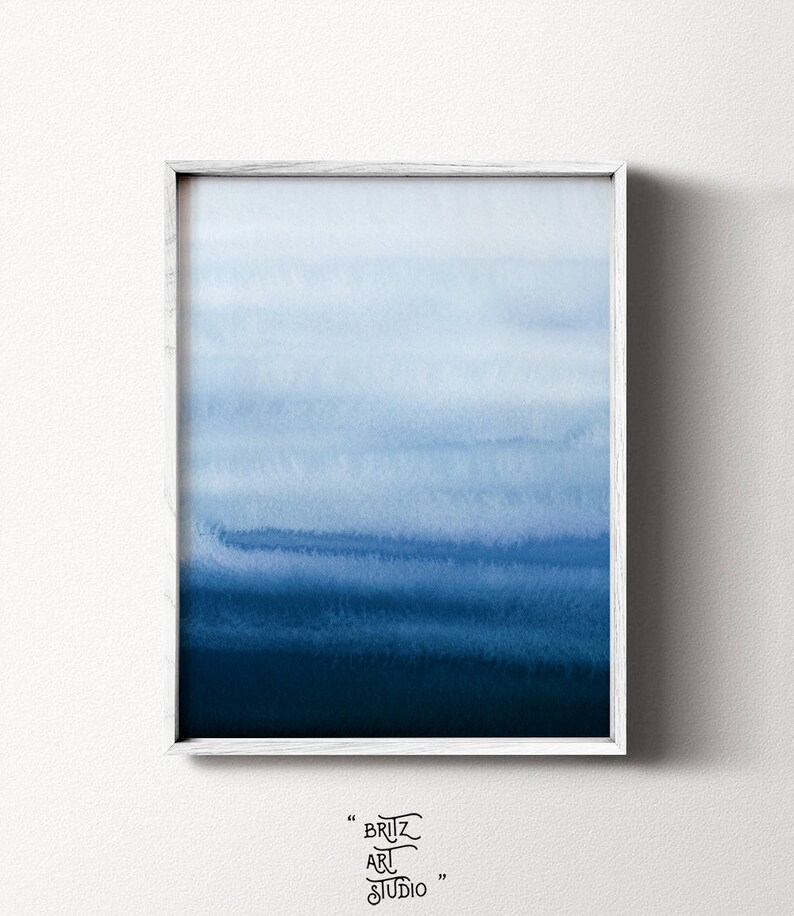 Blue Watercolor Wall Art Print Indigo Navy Blue Wall Art Etsy