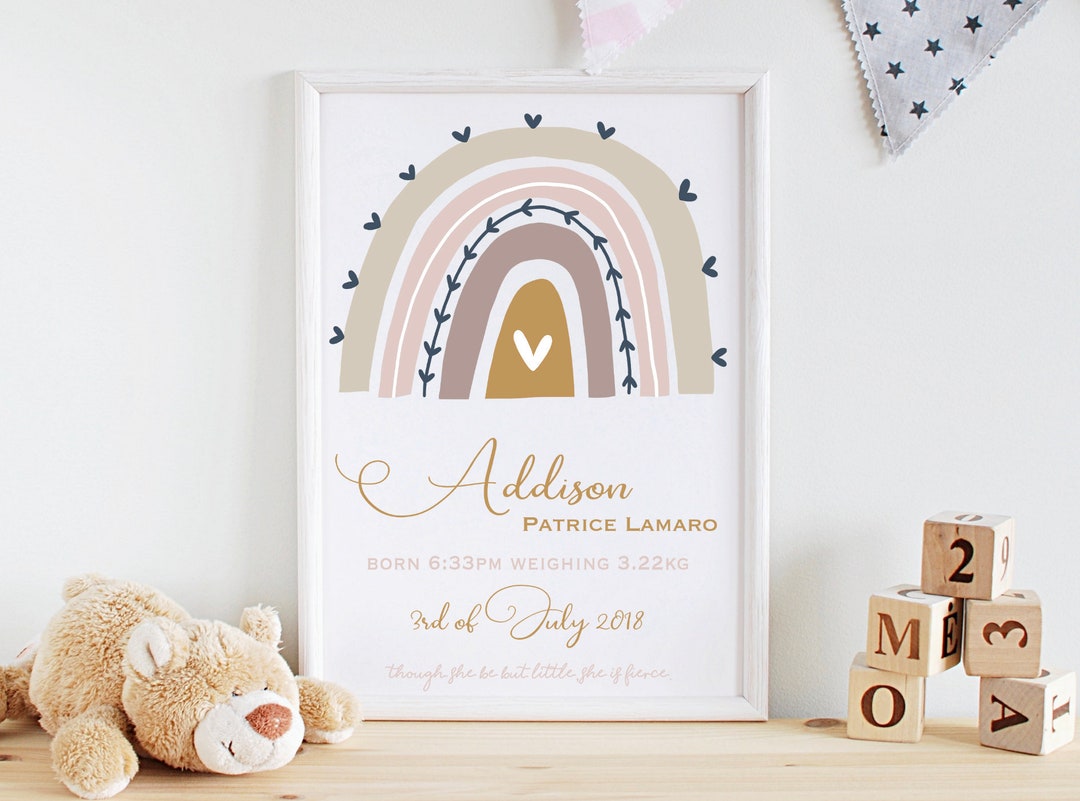 Personalised Rainbow Baby Birth Details Print digital File Etsy