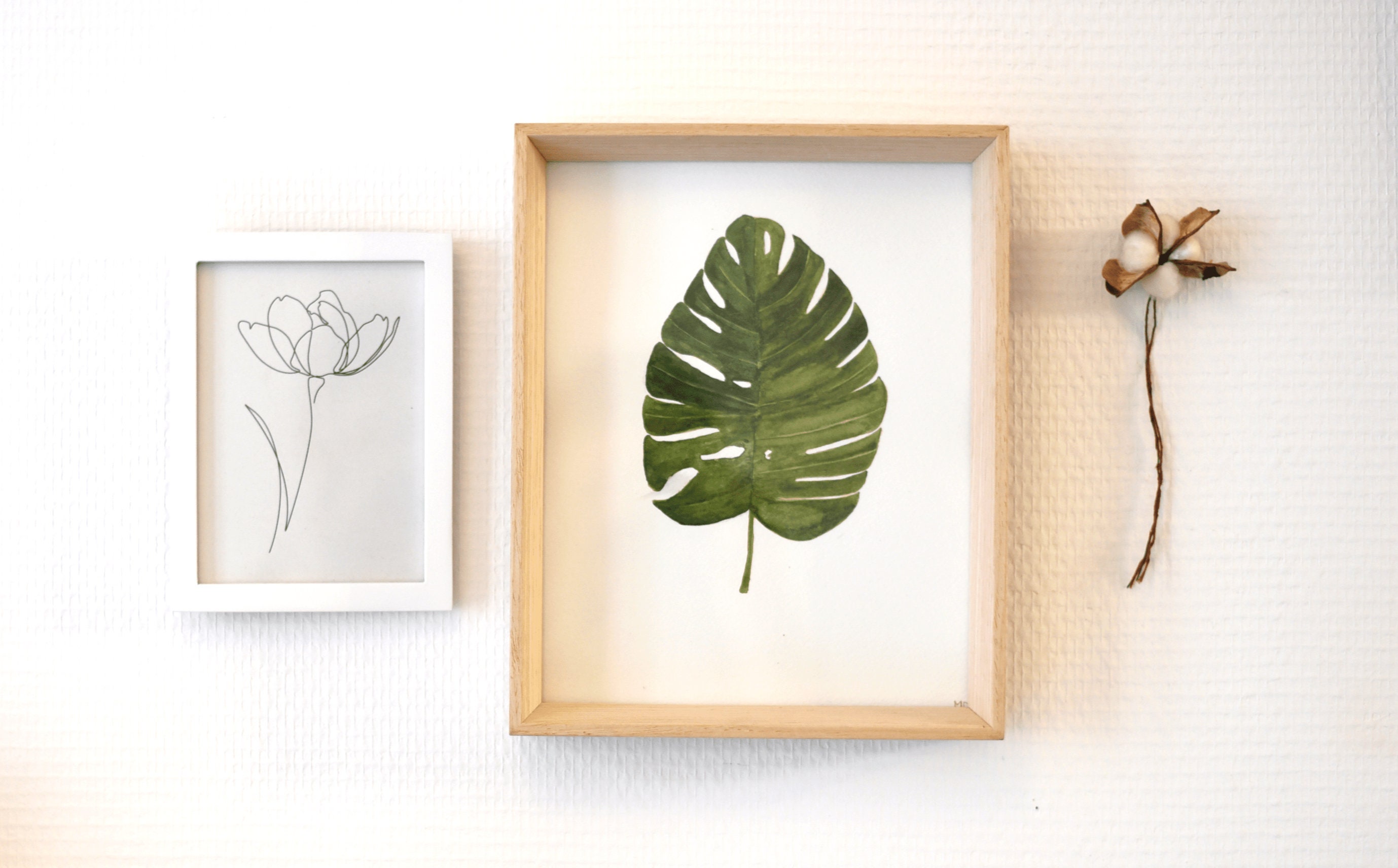 Peinture Aquarelle Originale, Motif Monstera