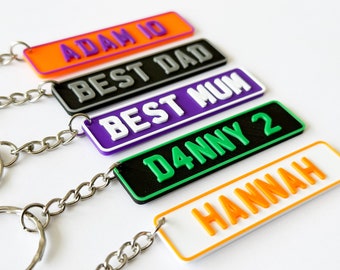 Colourful Custom 3D Numberplate Keyring, Personalised Name Keyring, Registration Keyring, Custom Number Plate Keyring, Fun Keyring