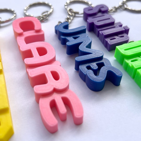 3D Personalised Name Keyring  - 3D Printed - School Bag Tag - Car Keys - Personalised Gift