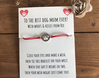 MOTHERS DAY GIFT FROM THE DOG BEST DOG MUM PAW CHARM BRACELET BIRTHDAY CARD bag