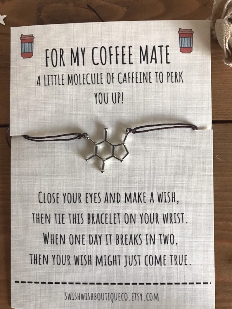 Coffee Buddy Gift/ Caffeine Wish Bracelet/ Best Friend Wish image 1