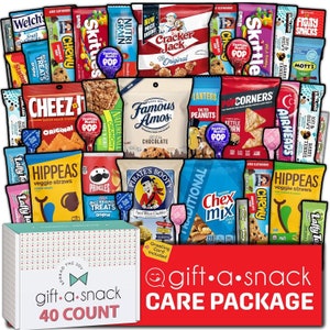 Snack Box Care Package: 40 Count Variety Pack of Candies, Chips, and Crackers - Perfect Collage Crave Food Gift Basket for Any Occasion!