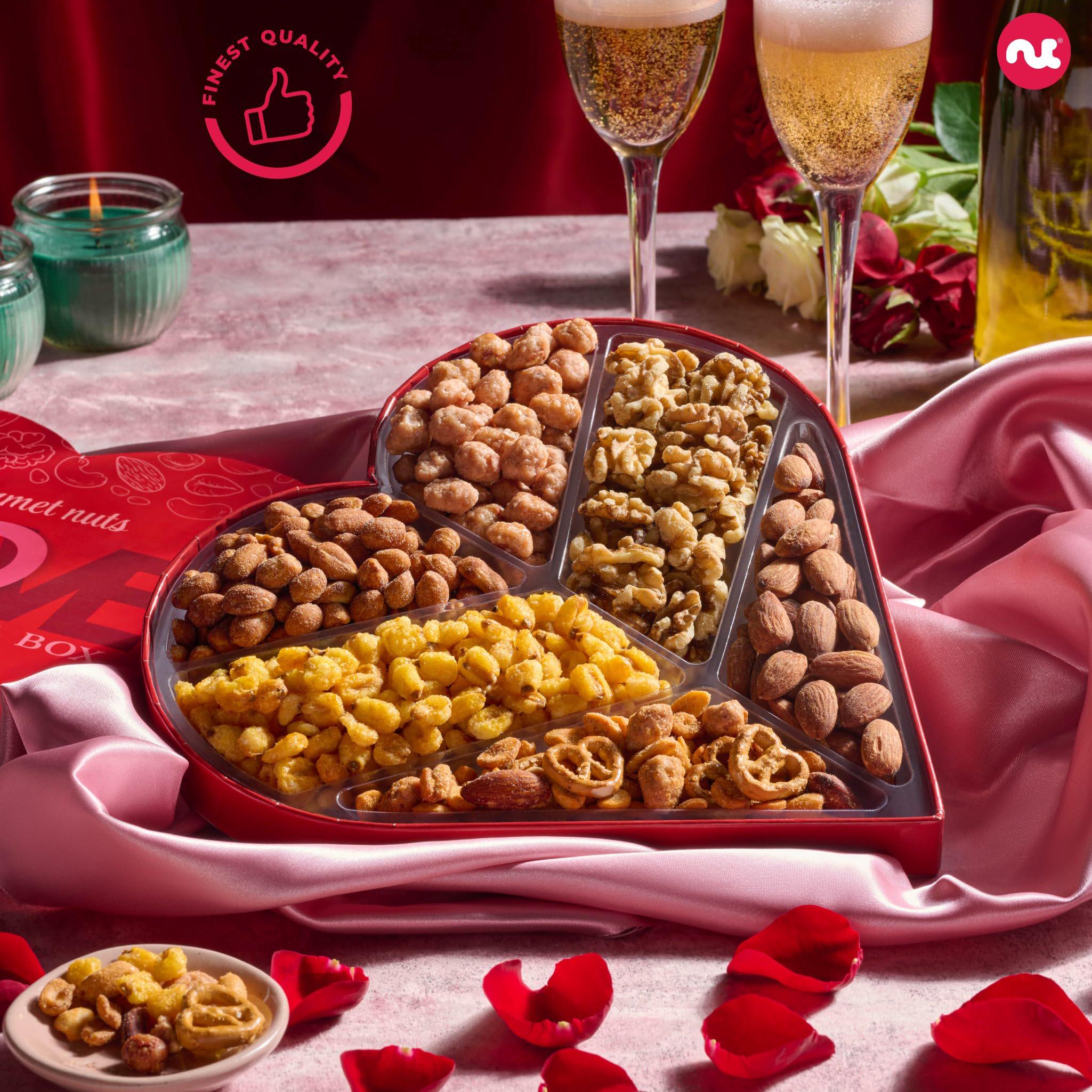 Valentines Day Mixed Nuts Heart Shaped Gift Basket, Love in A Box (6 ...