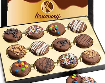 Chocolate Covered Sandwich Cookies Gift Basket Bakery Dessert Box (12 Count) Fathers Day, Mothers Day, Birthday Care Package.
